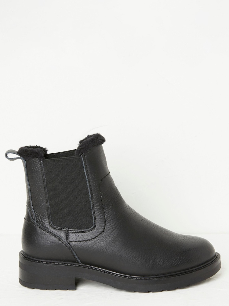 FatFace Black Blake Faux Fur Lined Chelsea Boots - Image 1 of 5