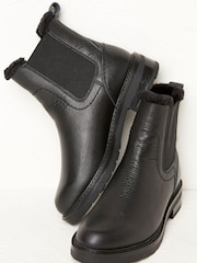 FatFace Black Blake Faux Fur Lined Chelsea Boots - Image 2 of 5