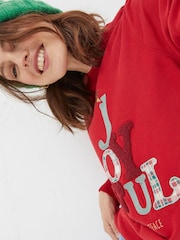 FatFace Red Joyful Graphic Sweatshirt - Image 3 of 4