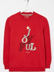 FatFace Red Joyful Graphic Sweatshirt - Image 4 of 4