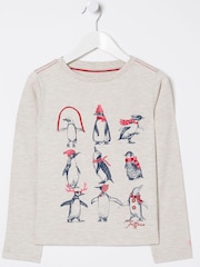 FatFace Natural Penguin Graphic T-Shirt - Image 1 of 1