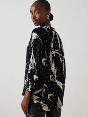Fat Face Black Evelyn Swallow Print Blouse - Image 2 of 5