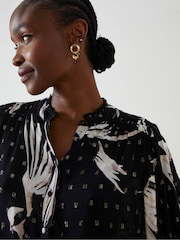 Fat Face Black Evelyn Swallow Print Blouse - Image 3 of 5