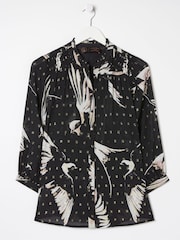 Fat Face Black Evelyn Swallow Print Blouse - Image 5 of 5