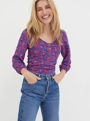 FatFace Purple Kara Painterly Floral Top - Image 1 of 4