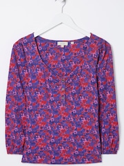 FatFace Purple Kara Painterly Floral Top - Image 4 of 4