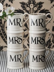 Emma Bridgewater Set of 2 Cream Black Toast Mr & Mrs 1/2 Pint Mugs Boxed - Image 1 of 4