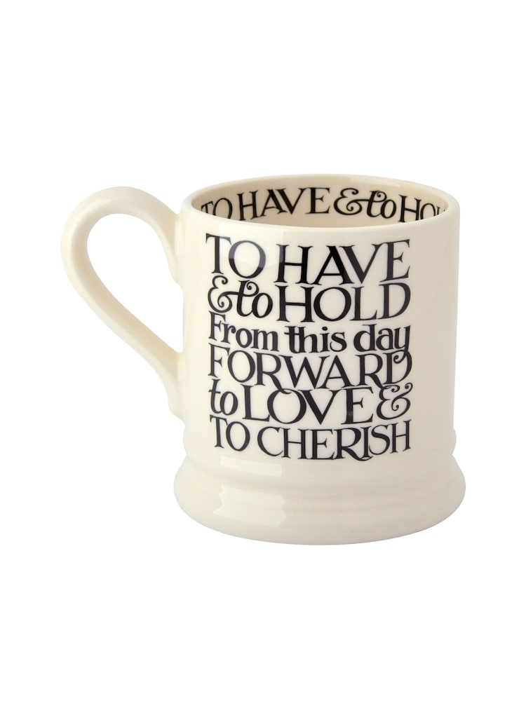 Emma Bridgewater Set of 2 Cream Black Toast Mr & Mrs 1/2 Pint Mugs Boxed - Image 4 of 4