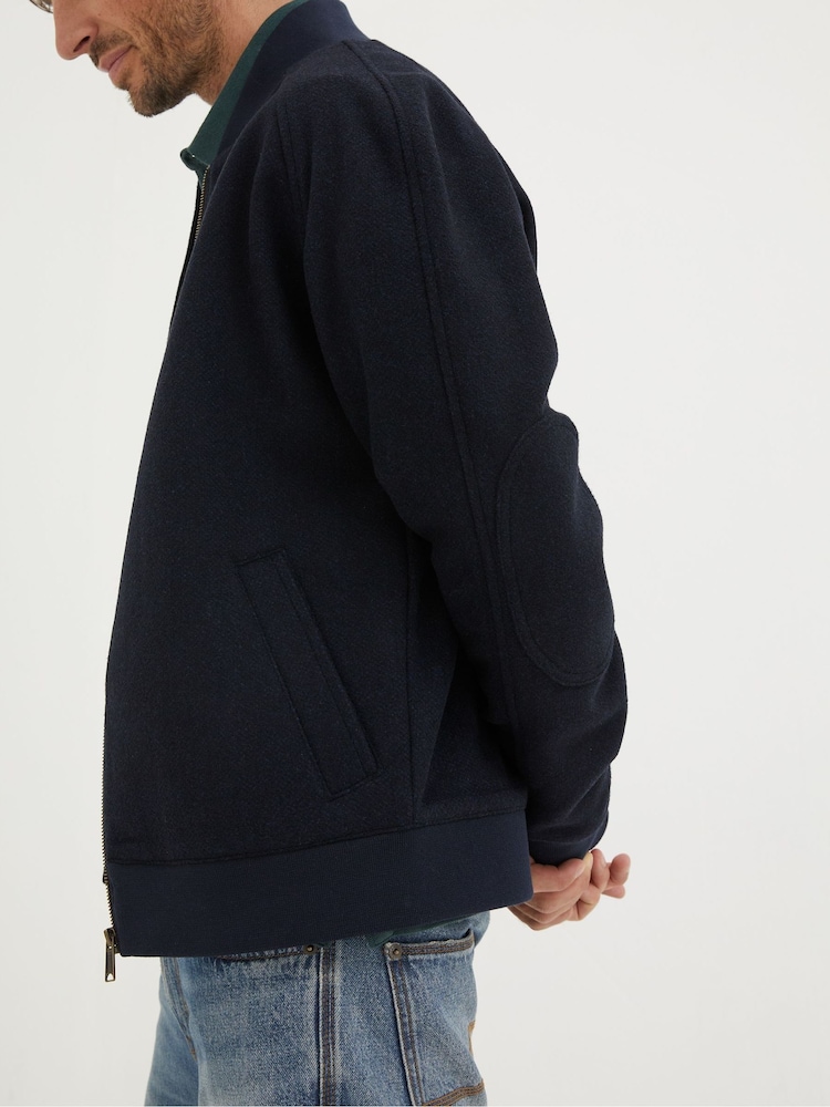 FatFace Blue Kennack Wool Bomber Jacket - Image 2 of 5