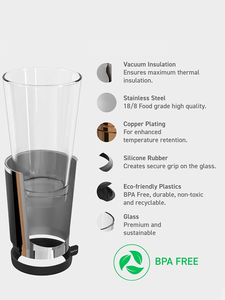 Asobu Black Beer Glass with Insulated Double Walled Sleeve - Image 4 of 4
