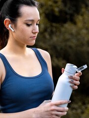 Asobu White Earphone H2 Audio Insulated Water Bottle - Image 3 of 4