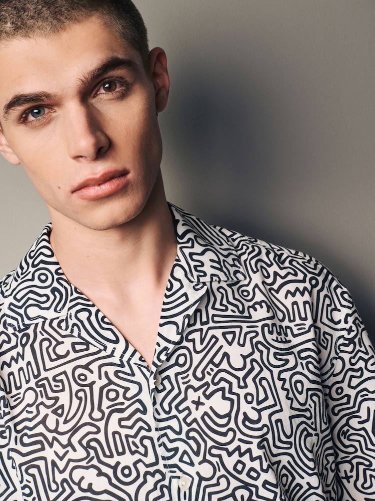Black/White Keith Haring Printed Short Sleeve Shirt - Image 1 of 8