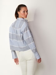 Light Blue Long Sleeve Cotton Cropped Shirt - Image 3 of 6