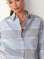 Light Blue Long Sleeve Cotton Cropped Shirt - Image 4 of 6