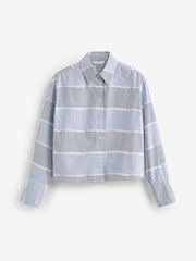 Light Blue Long Sleeve Cotton Cropped Shirt - Image 5 of 6