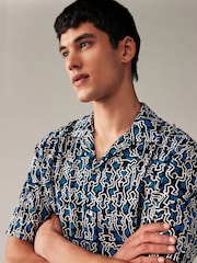 Navy Blue Keith Haring Printed Short Sleeve Shirt - Image 1 of 7