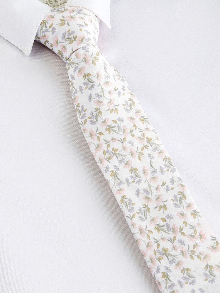 White Floral Tie Set (1-16yrs) - Image 1 of 5 White Floral Tie Set (1-16yrs) - Image 1 of 5