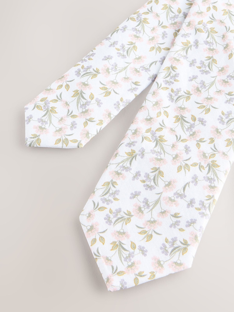 White Floral Tie Set (1-16yrs) - Image 2 of 5 White Floral Tie Set (1-16yrs) - Image 2 of 5