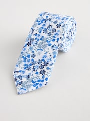 Light Blue Floral Print 100% Cotton Tie (1-16yrs) - Image 2 of 5