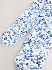 Light Blue Floral Print 100% Cotton Tie (1-16yrs) - Image 3 of 5