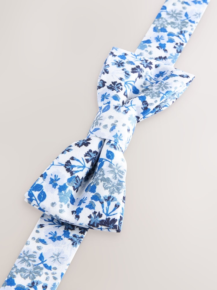 Blue Floral Floral Print 100% Cotton Bow Tie (1-16yrs) - Image 1 of 3