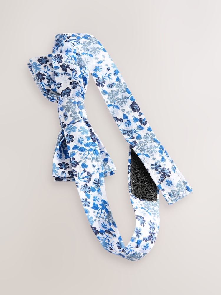Blue Floral Floral Print 100% Cotton Bow Tie (1-16yrs) - Image 2 of 3