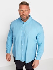 BadRhino Big & Tall Sky Blue 100% Cotton Poplin Long Sleeve Shirt - Image 1 of 2