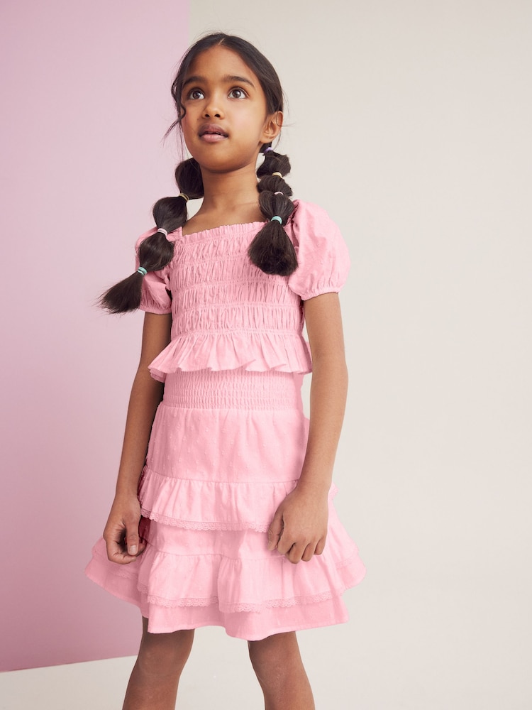 Pink 100% Cotton Ruffle Co-ord Set (3-16yrs) - Image 1 of 6