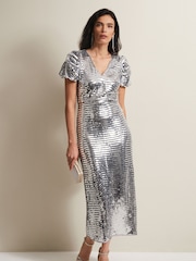 Phase Eight Natural Novalie Sequin Midaxi Dress - Image 1 of 1