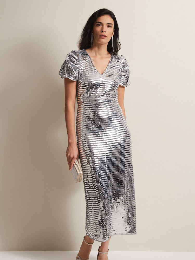 Phase Eight Natural Novalie Sequin Midaxi Dress - Image 1 of 1 Phase Eight Natural Novalie Sequin Midaxi Dress - Image 1 of 1