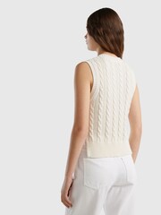 Benetton Blue Knitted Vest Sleeveless Sweater Jumper - Image 2 of 4