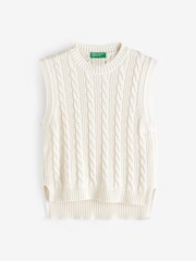 Benetton Blue Knitted Vest Sleeveless Sweater Jumper - Image 4 of 4