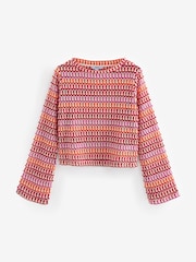 Pink/Orange Long Sleeve Crochet Top - Image 6 of 7