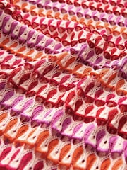 Pink/Orange Long Sleeve Crochet Top - Image 7 of 7