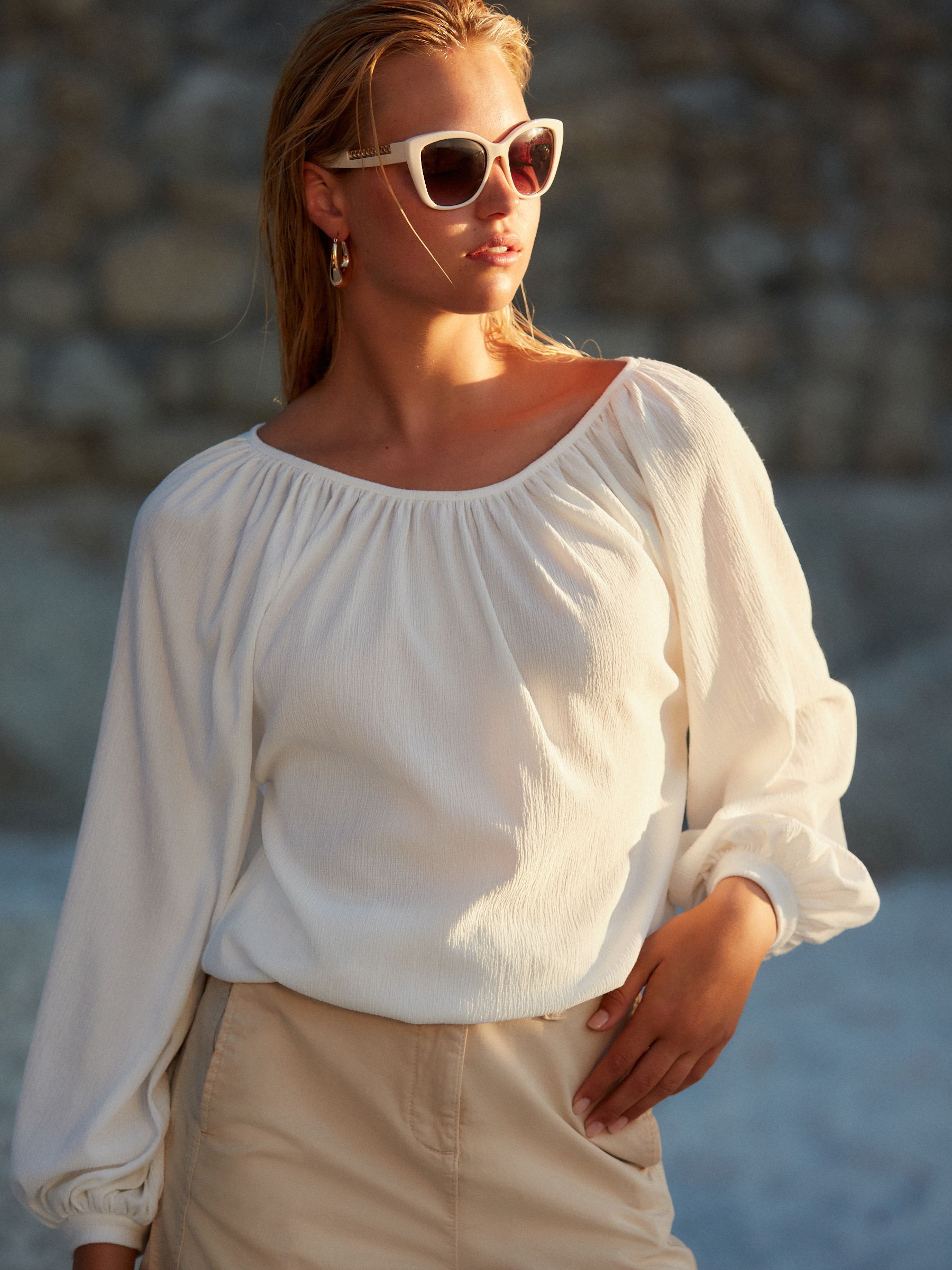 WhiteSud Pleatib Blouse ブラウス The Barnnet THE BARNNET white sud pleatib blouse