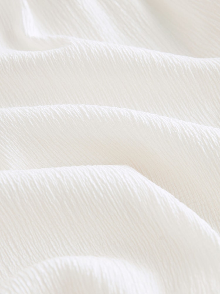 White Boat Neck Textured Blouse - Image 6 of 6