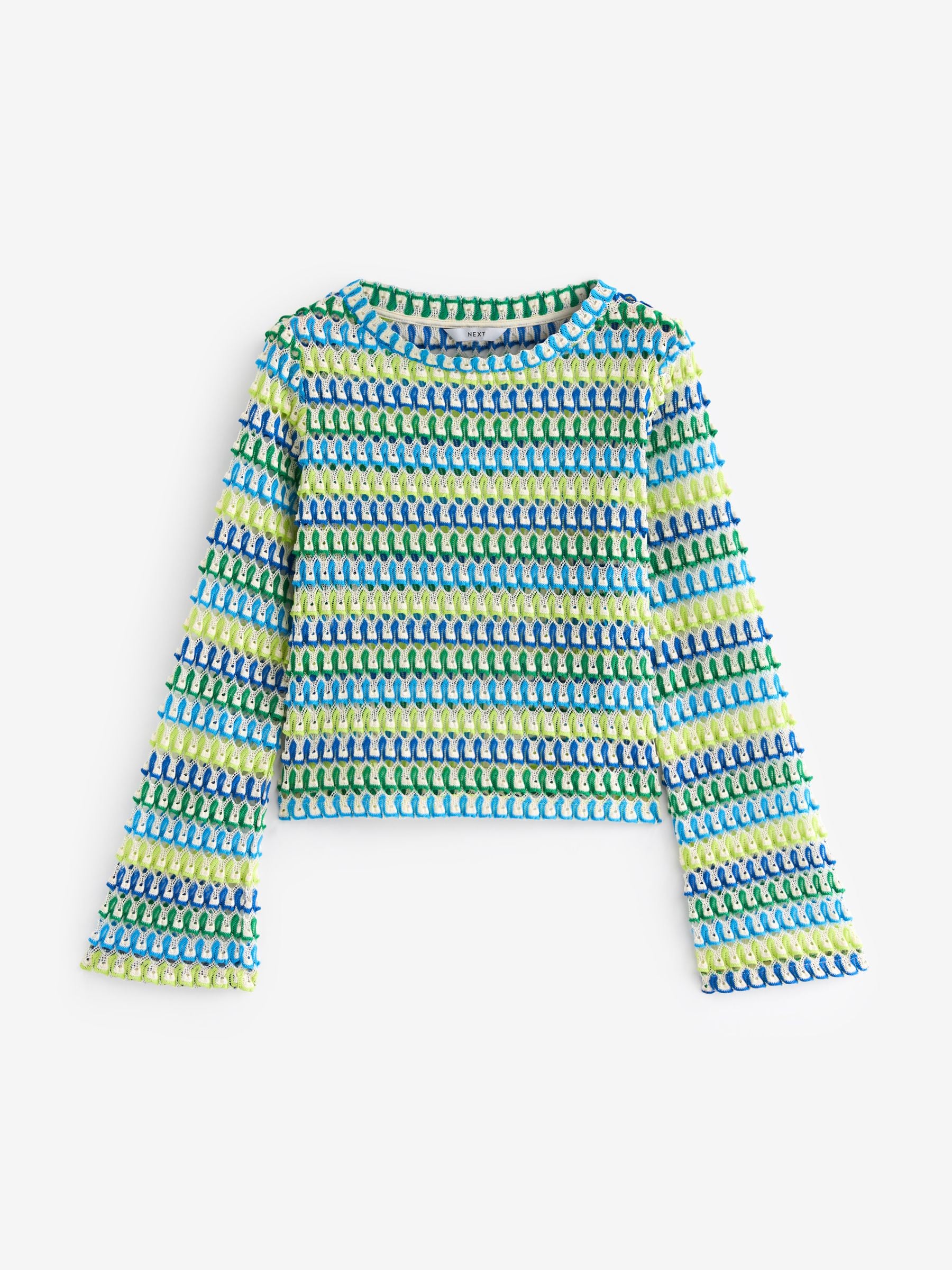 Buy Green/Blue Long Sleeve Crochet Top from Next Luxembourg Buy Green/Blue Long Sleeve Crochet Top from Next Luxembourg