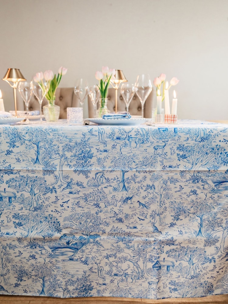 Avalon Home Blue Toile du Jouy Tablecloth - Image 1 of 6