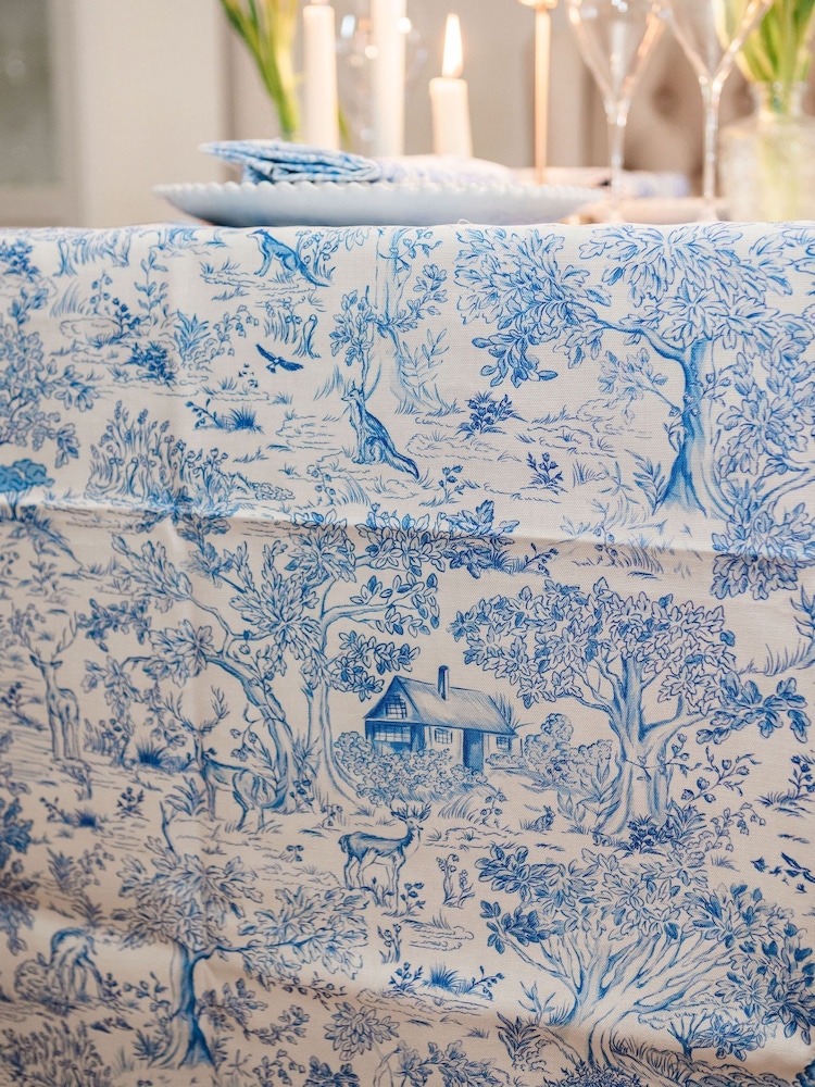Avalon Home Blue Toile du Jouy Tablecloth - Image 2 of 6