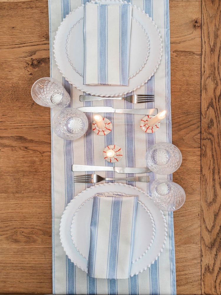 Avalon Home Mid Blue Stripe Table Runner - Image 5 of 5