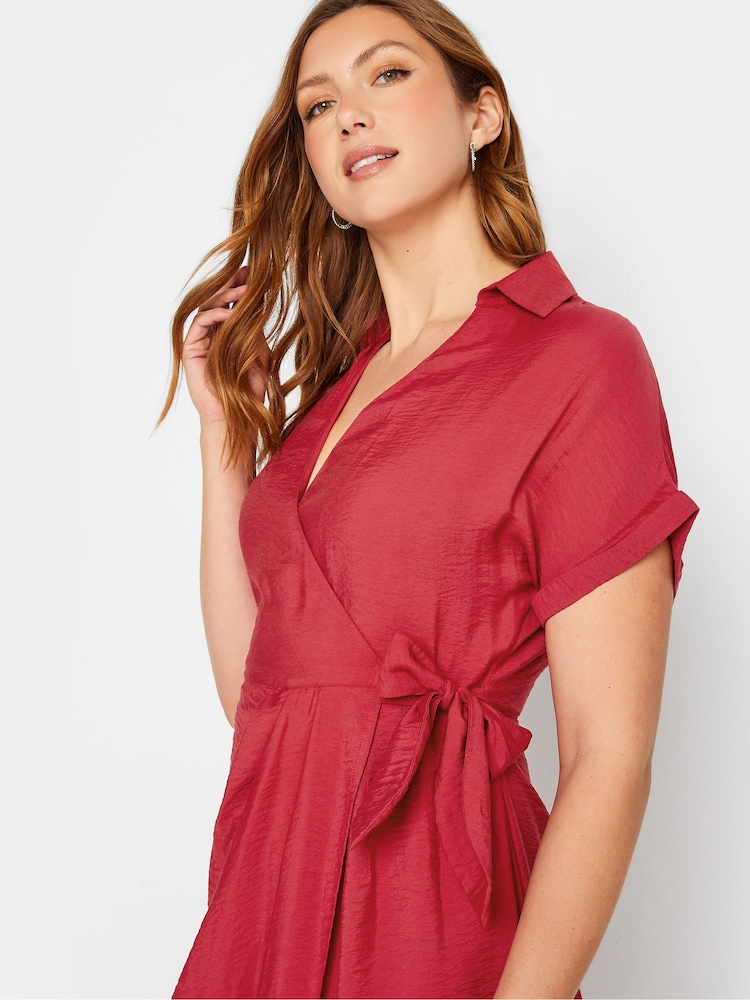 Long Tall Sally Red Wrap Front Dress - Image 4 of 4