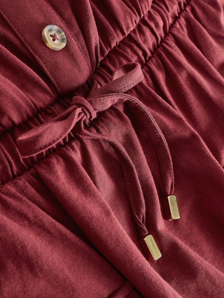 Wine Red 100% Cotton Bandeau Jersey Utility Dress - Image 7 of 7