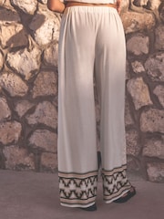 Black/White Wide Leg Trousers - Image 4 of 8