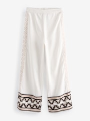 Black/White Wide Leg Trousers - Image 7 of 8