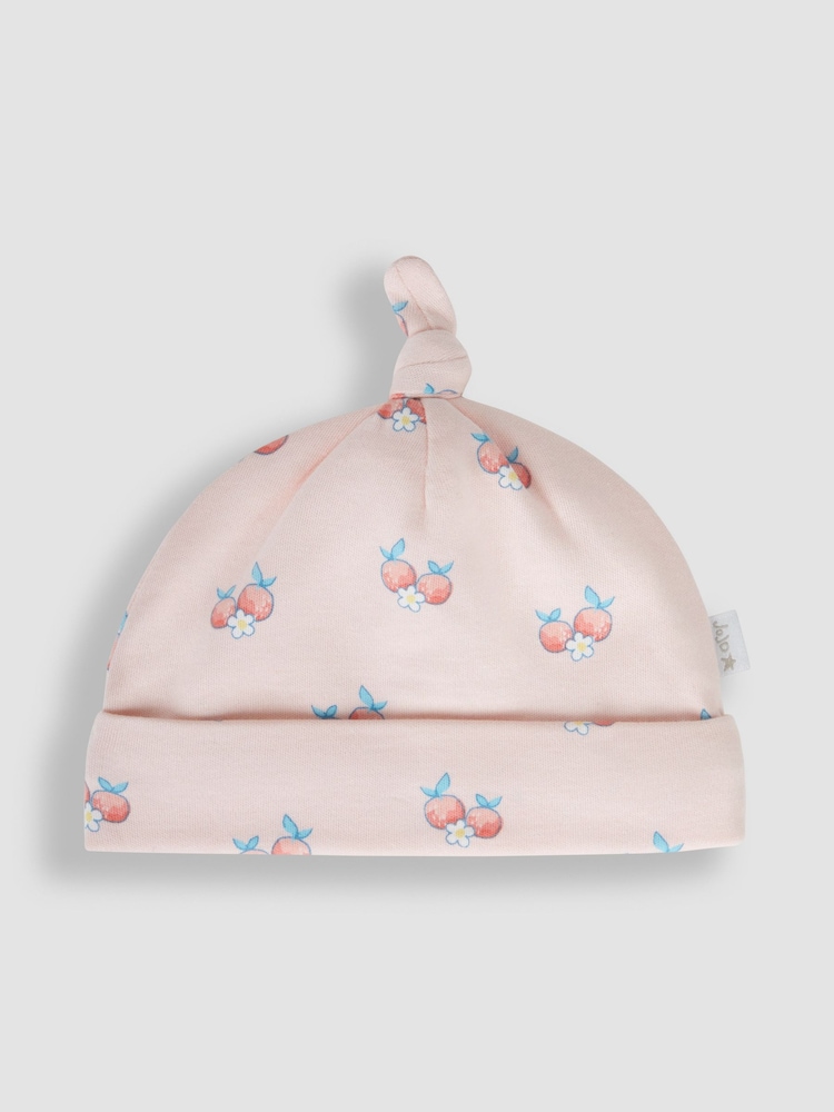 JoJo Maman Bébé Coral Fruit & Daisy Print Cotton Baby Hat - Image 1 of 3