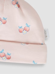 JoJo Maman Bébé Coral Fruit & Daisy Print Cotton Baby Hat - Image 2 of 3