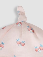 JoJo Maman Bébé Coral Fruit & Daisy Print Cotton Baby Hat - Image 3 of 3