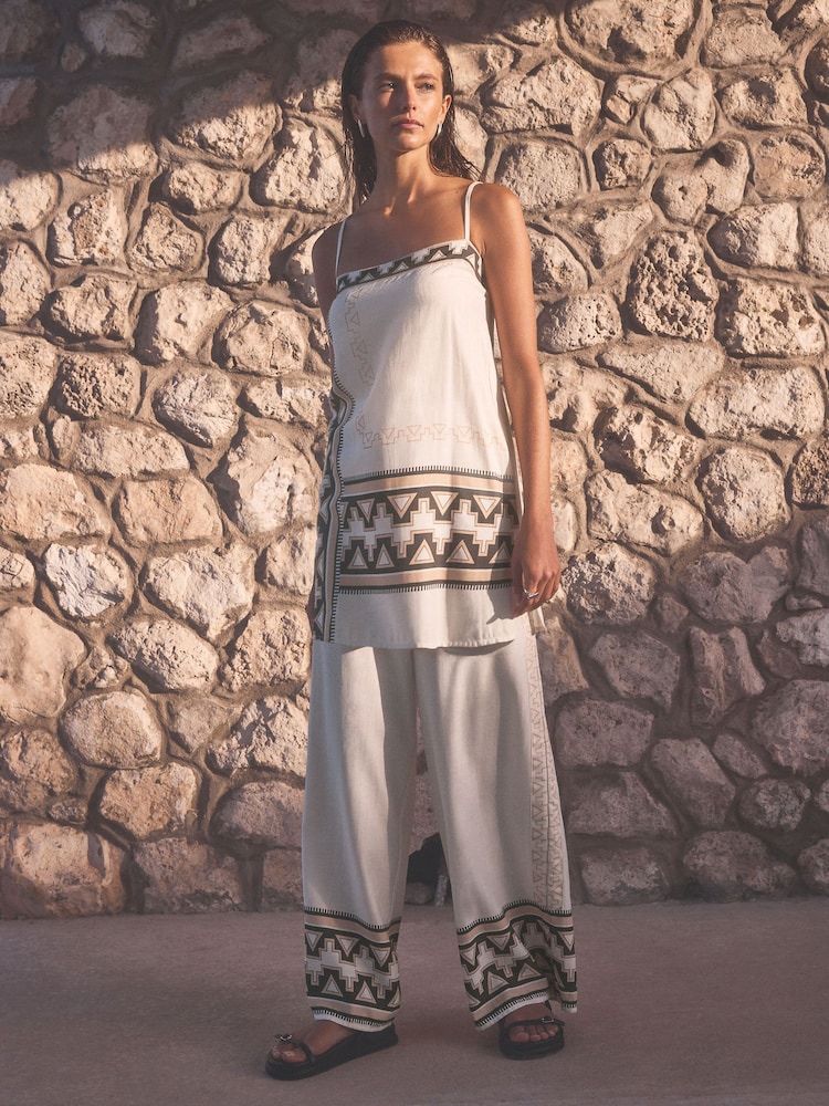 Ecru White Abstract Co-ord Longline Top - Image 2 of 7
