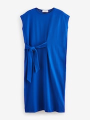 Cobalt Blue 100% Cotton Short Sleeve Tie Side Summer Dress - Image 6 of 7