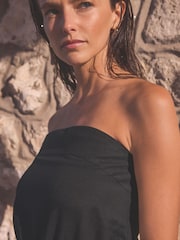 Black Utility Bandeau Jumpsuit With Linen - Image 4 of 7